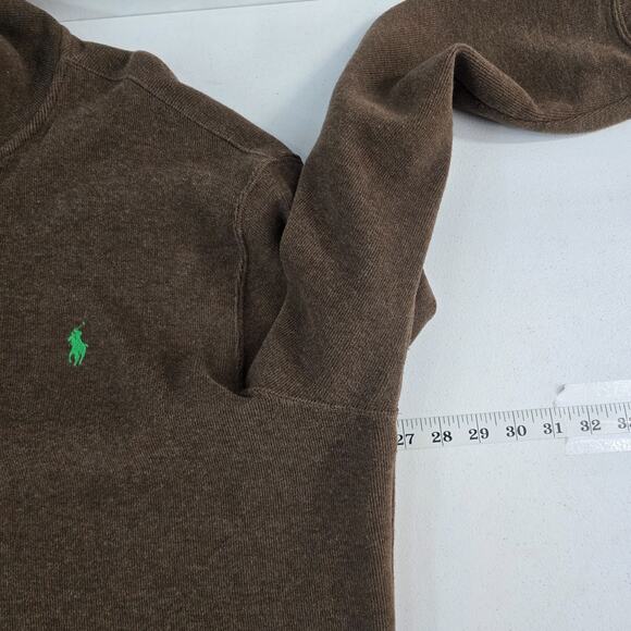 Polo Ralph Lauren Brown 1/4 Zip Pullover Sweatshirt XXL Cotton Knit Green Logo 5 - Picture 5 of 10